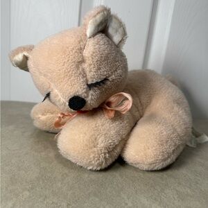 RARE Vintage Gund Sani-Foam Creations Plush Sleeping Bear Rattle Satin Ears